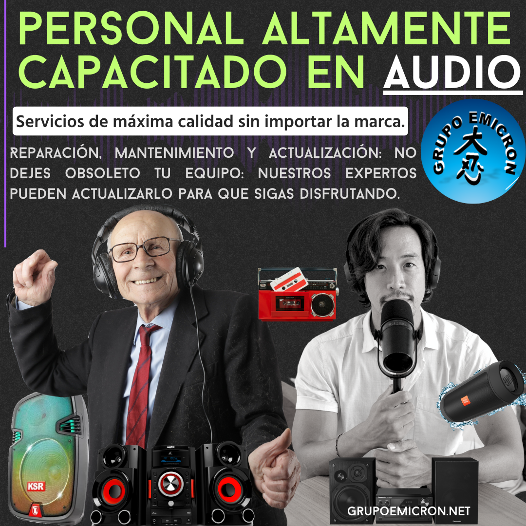 Reparación, mantenimiento y actualización: No dejes obsoleto tu equipo: nuestros expertos pueden actualizarlo para que sigas disfrutando. viejo guango, locutor, audifonos, bocina, bafle, estereo, minicomponente, dvd, bluray, videos, grabadora, casetera, vhs, corbata roja.